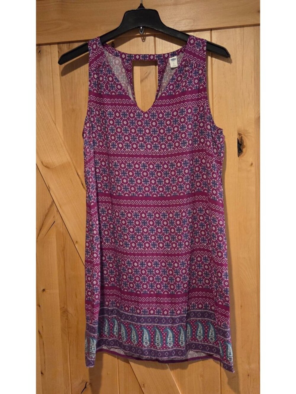Old Navy Size L Purple Pink Knee Length Dress Sleeveless Handkerchief Boho